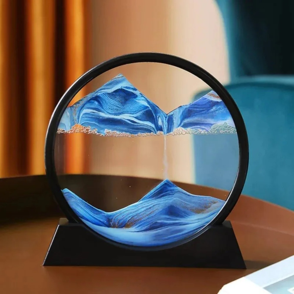 Art Craft Movement - 2026 3D-Sanduhr, Bewegliches Sandbild, Rundes Glas,