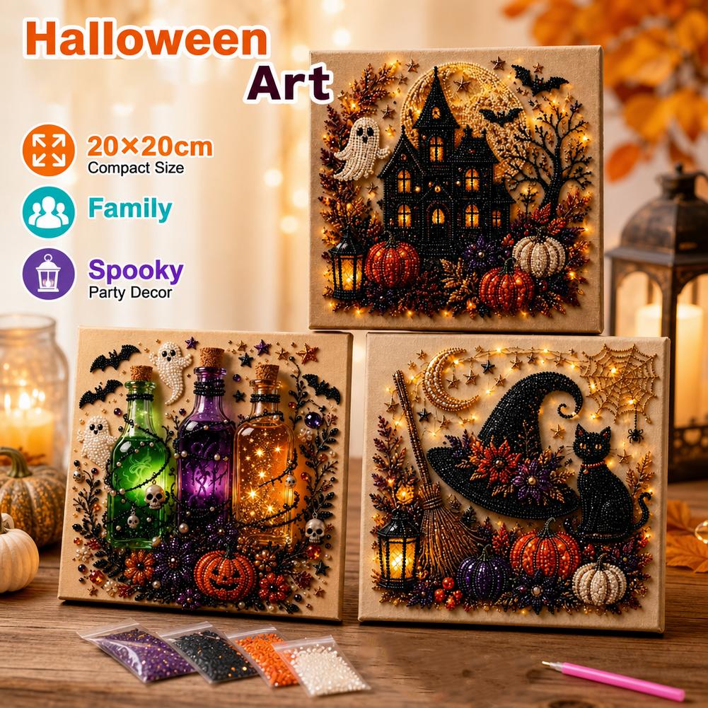 Art Craft Kits For Adults - Halloween Geist & Kürbis 3D Perlenkunst