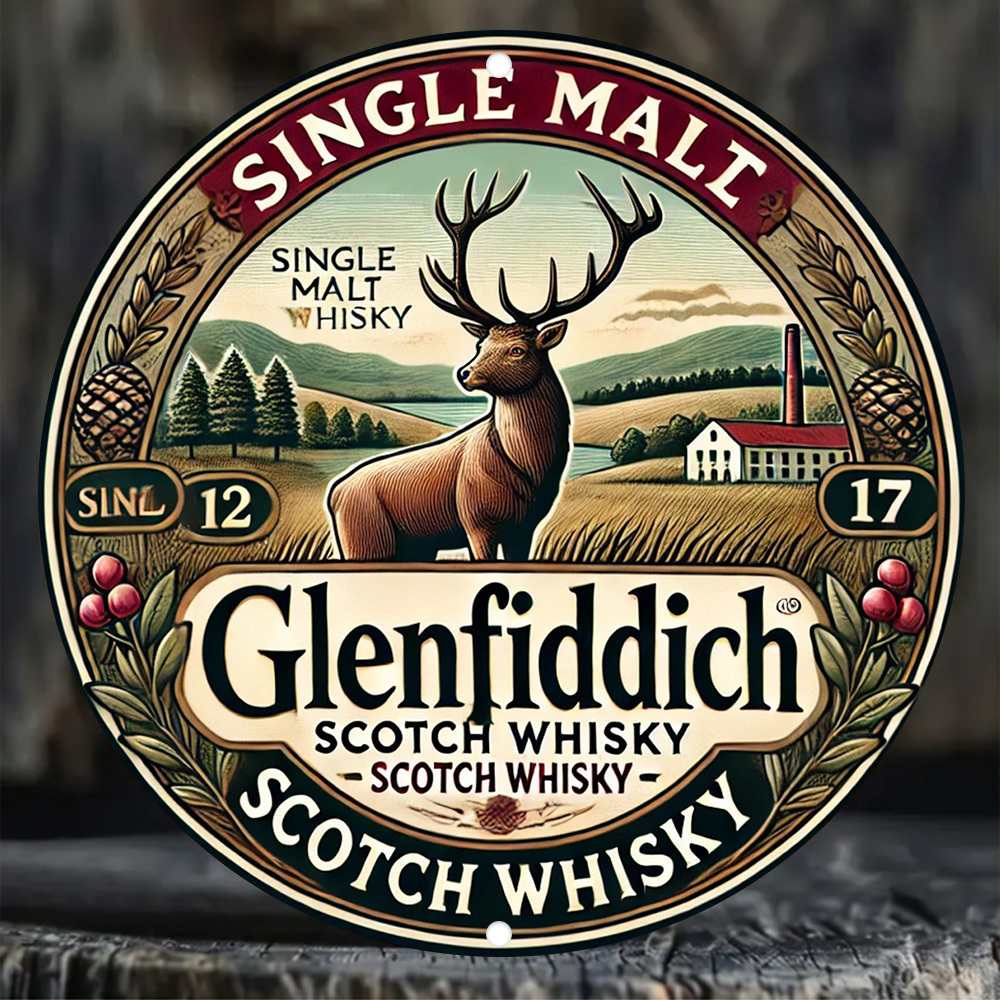 Art Craft Movement - 2D flach, Glenfiddich Scotch Whiskey Vintage-Wandkunstschild