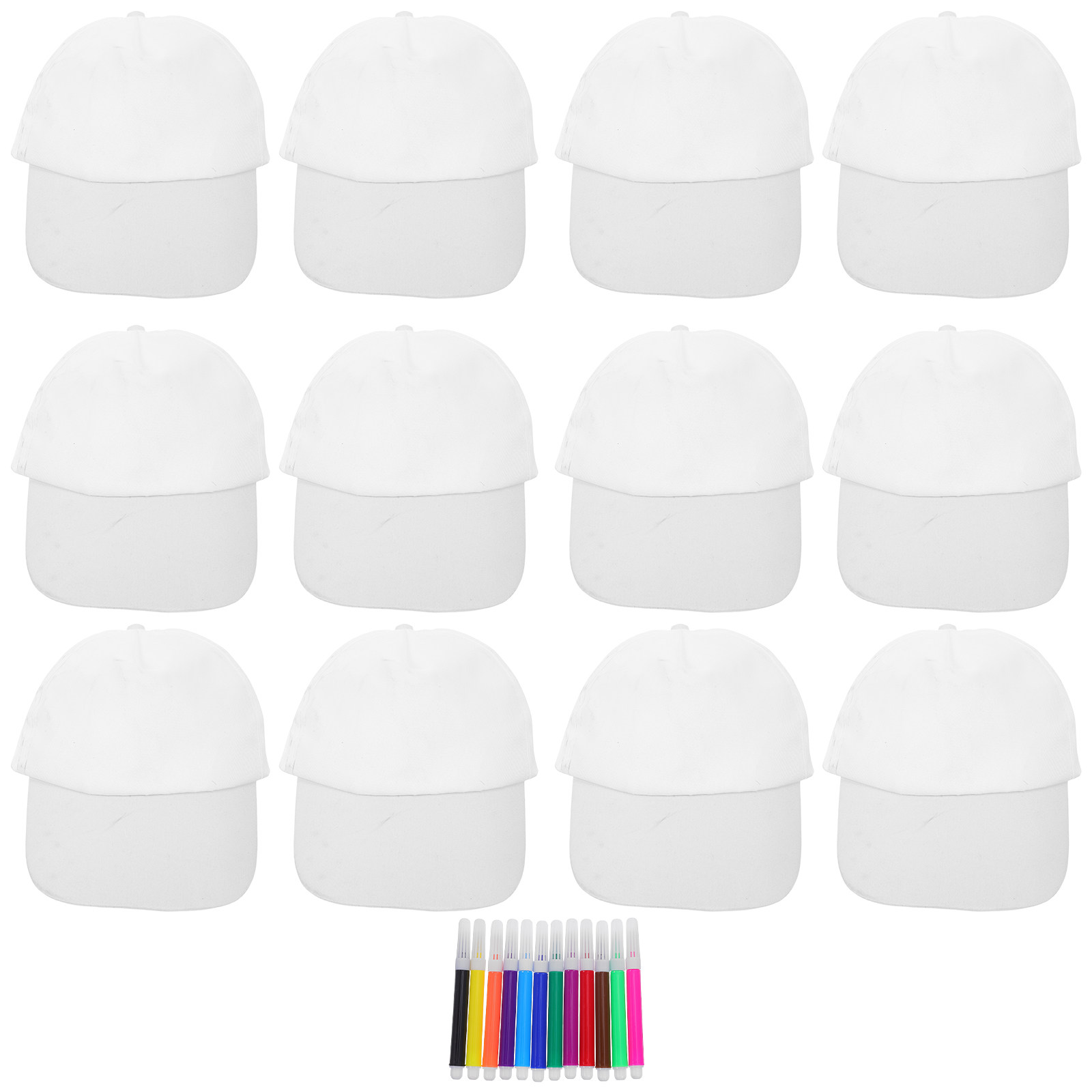 Art Craft Birthday Party - 1 Set Weiße Baseballkappen für Kinder,