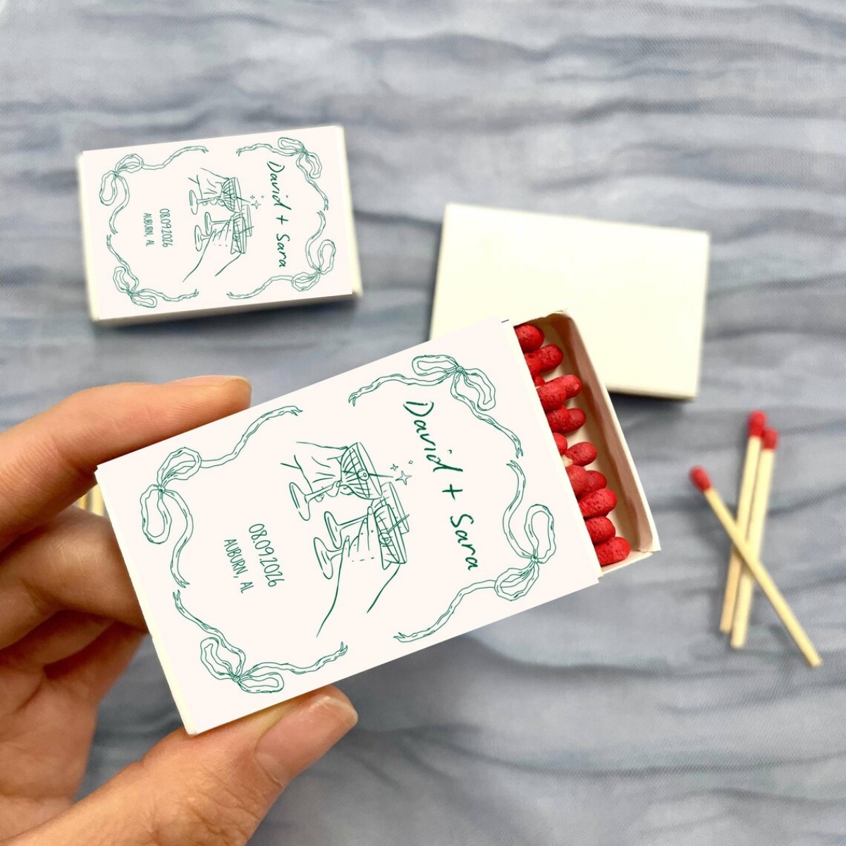 Art Craft Movement - Benutzerdefinierte Matchboxen, personalisierte Matchboxen für Hochzeit,