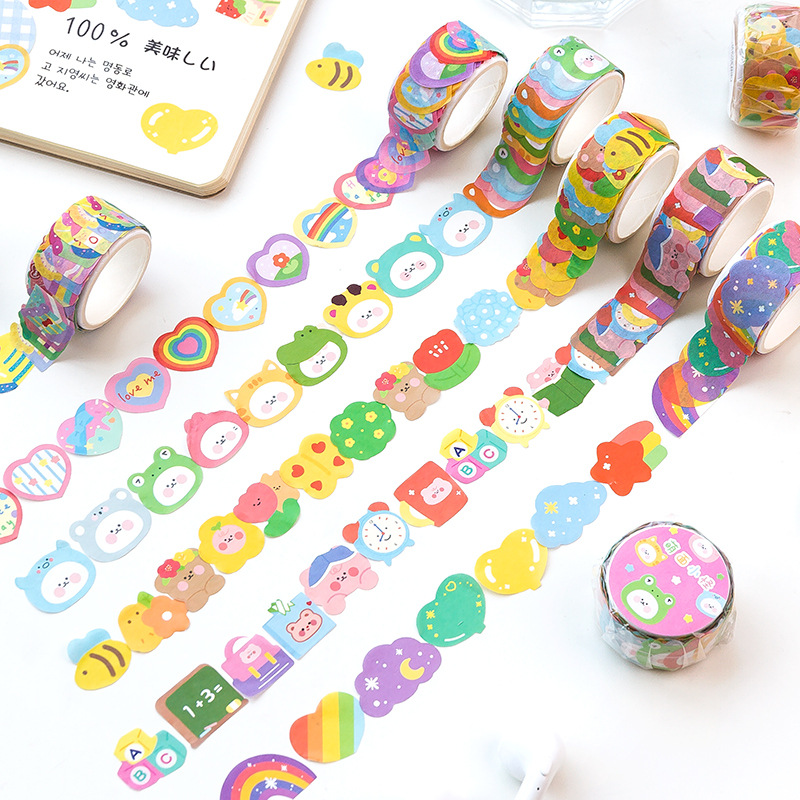 Washi Tape Rolls - 1 Rolle super süßes, gestanztes Collage-Klebeband,
