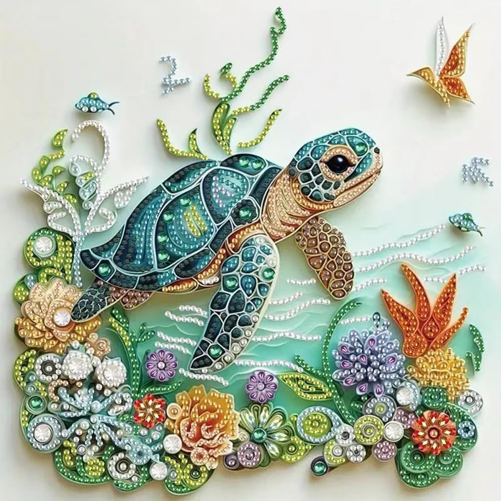 Art Craft Kits For Adults - Meeresschildkröten-Diamantmalerei-Sets für Erwachsene Anfänger DIY Spezialform-Diamantkunst-Sets