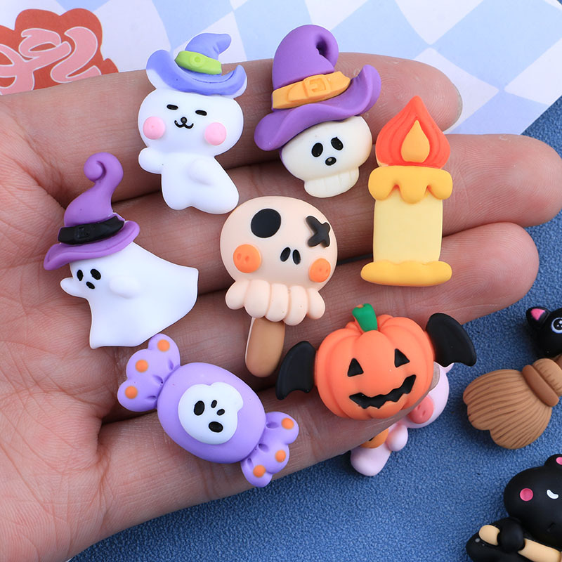 Tv Art And Craft - 10 Stück neue süße Halloween-Kürbis-Harz-Cabochons mit