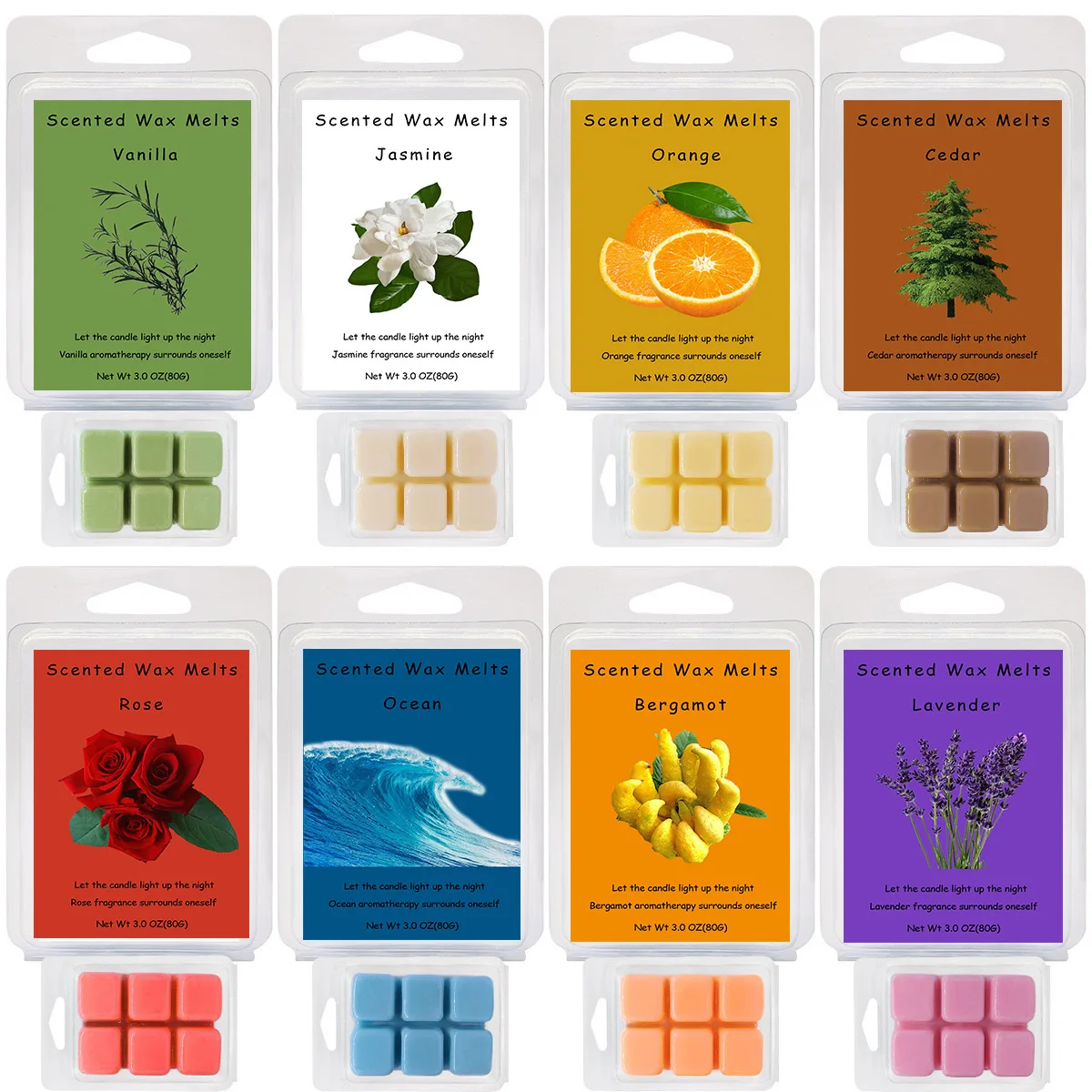 Soy Candle Fragrance Oil - 8er-Duftwachsschmelze, Soja für duftende Wachswärmer-Würfel, Geschenk