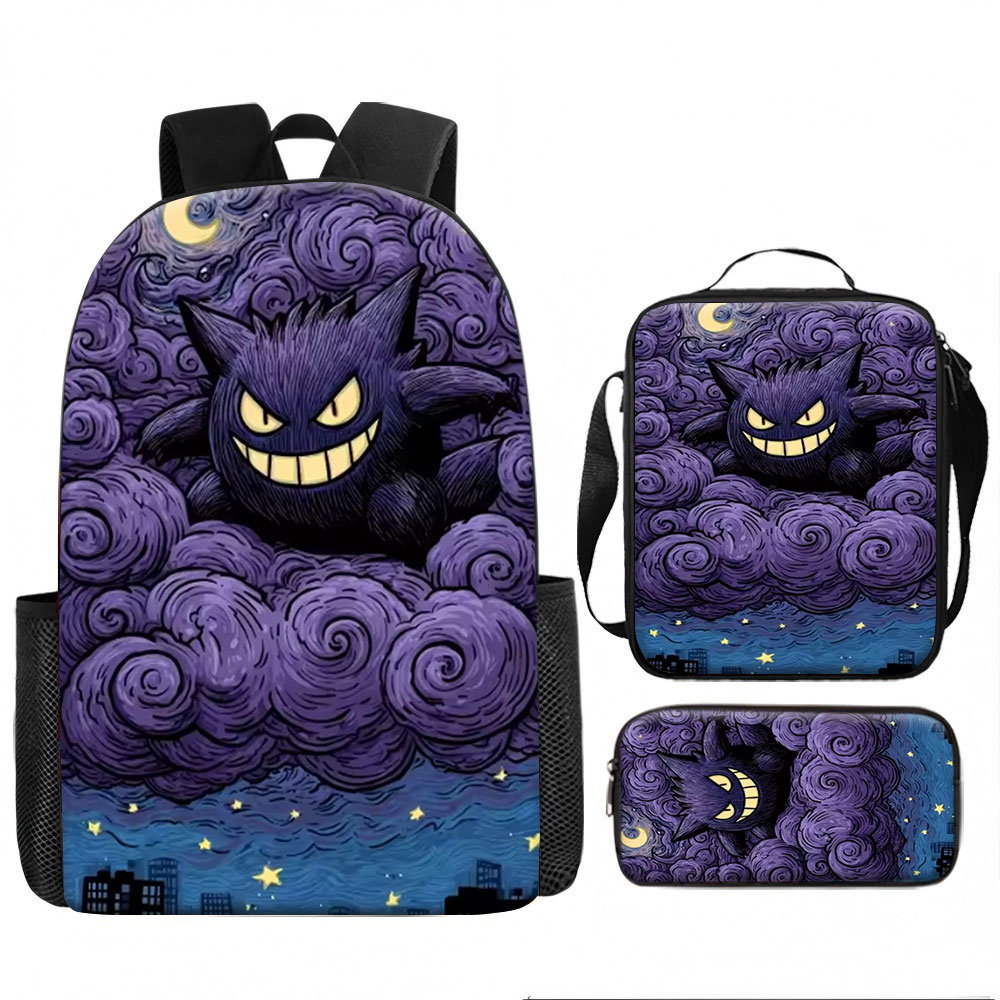 Art Portfolio Bag - Kindertasche, Pokémon, Gengar, 3-teiliges Rucksack-Set, Van