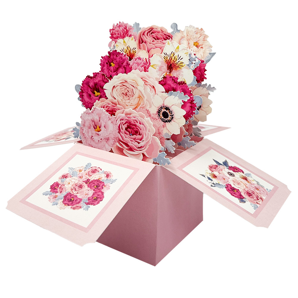 Art Craft Movement - 3D-Rosen-Pop-up-Karte mit Umschlag, florale Papierkunst für