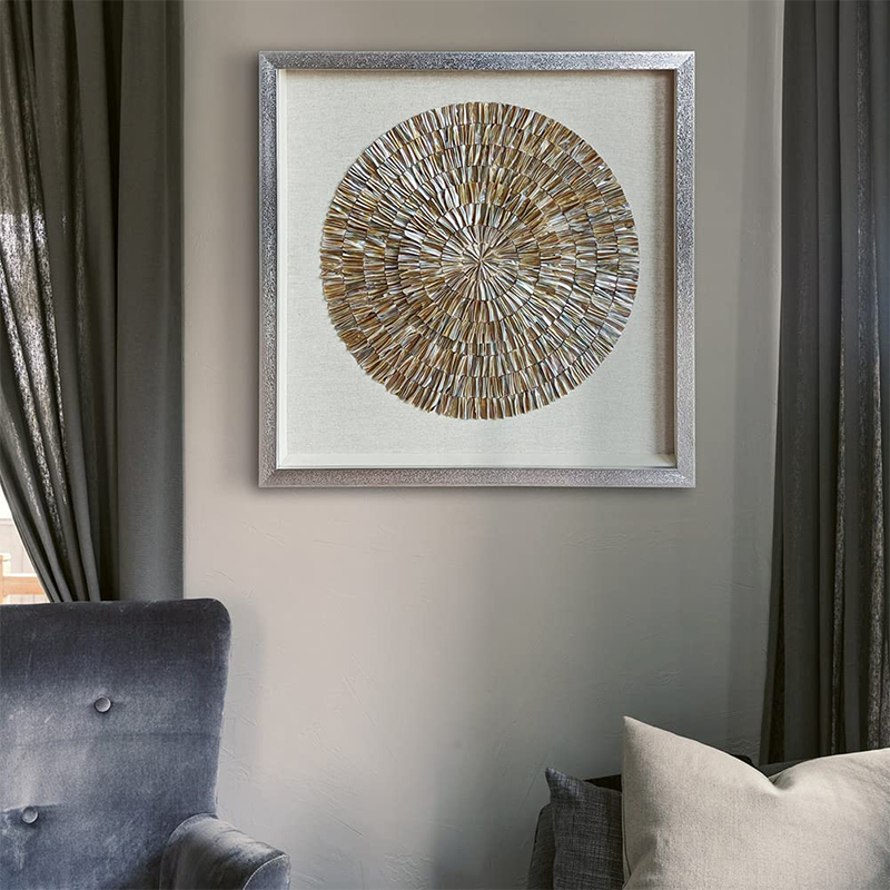 Art Craft Hotel - Luxuriöses, gerahmtes, handgefertigtes 3D-Muschelmosaik-Wandbild, natürliches Muschel-Texturgemälde