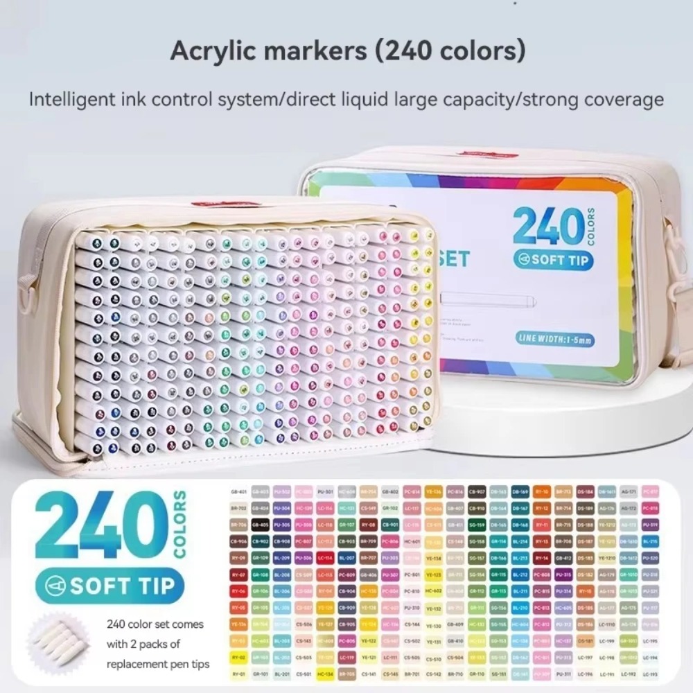 Illustration Marker Set - LANGUO 24-288 Farben Acryl-Marker-Set Direktflüssige Farbmarker