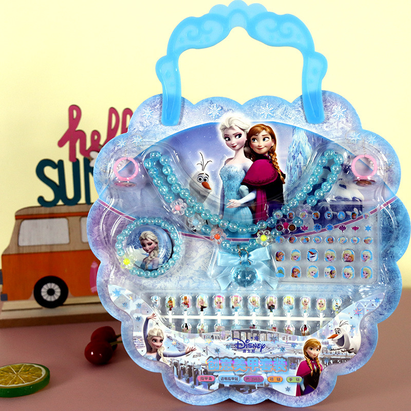 Art Craft Movement - Frozen Nagelaufkleber-Halsketten-Verkleidungsset, Frozen Prinzessin Meerjungfrau Nagelkunst-Edelstein-Halskette