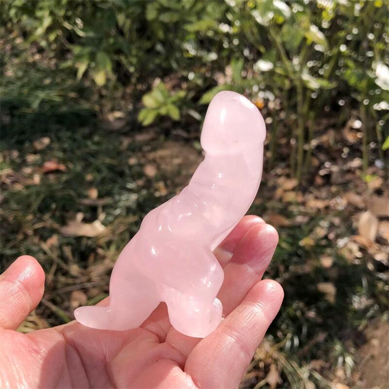 1 Stück Natürlicher Rosenquarz – Art Craft Dinosaurs Bewertung und Preis