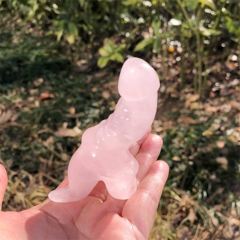 1 Stück Natürlicher Rosenquarz – Art Craft Dinosaurs Bewertung und Preis